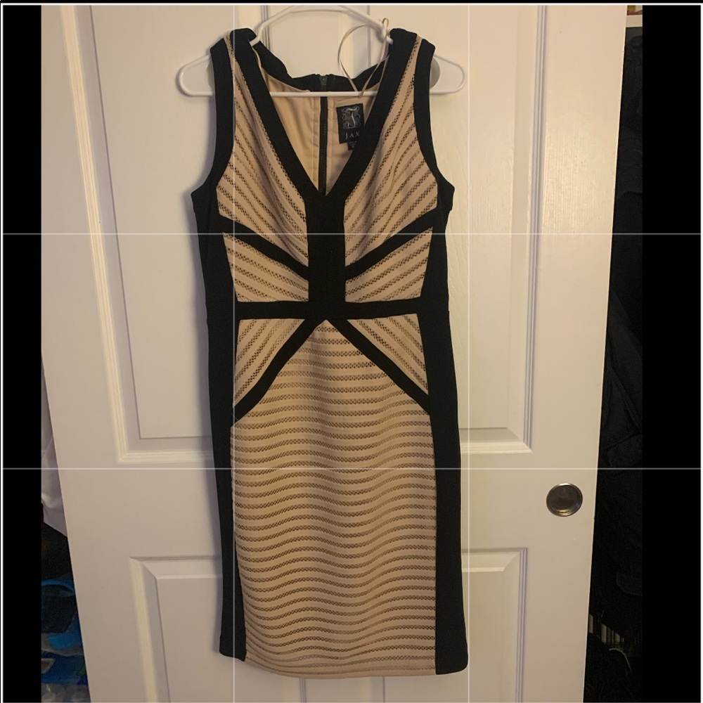 JAX Bodycon Champagne and Black Dress